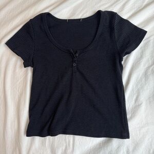 Brandy Melville Black Ribbed Crop Top